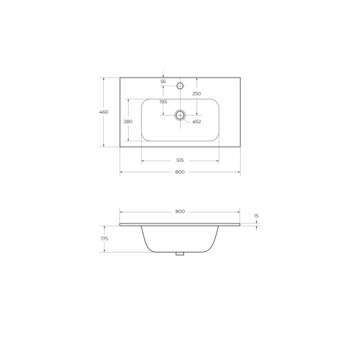 Керамическая раковина, чаша в центре ECO-CER 80x46x1,5 Bianco Lucido CZR-NAT-80-LVB CEZARES