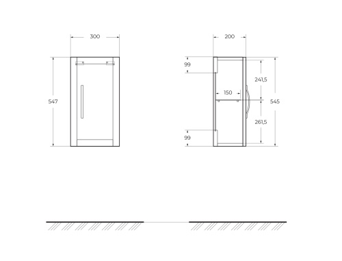 Шкафчик подвесной с одной распашной дверцей, реверсивный TIFFANY 34x32x59 Grigio Nuvola 55246 CEZARES