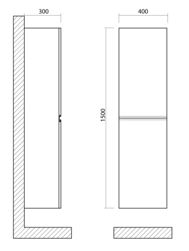Шкаф подвесной с двумя распашными дверцами, Белый матовый, 400x300x1500 AM-Bianchi-1500-2A-SO-BM ART&MAX