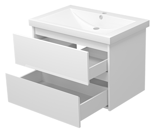 Алиса - 75 тумба 2 ящ. подвесная белая эмаль