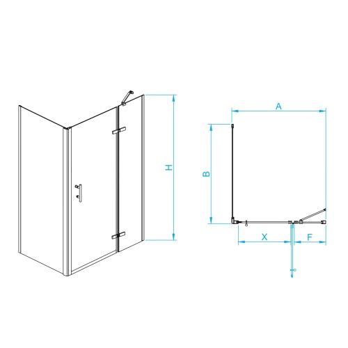 Душевой уголок RGW PA-77B L (PA-07B L + Z-050-2B) прямоугольный  100* 90*195 41087709-084L профиль Чёрный стекло Прозрачное(Принт) 6 мм RGW