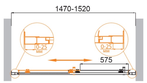 Дверь в проем MOLVENO-BF-1-150-P-Cr 1500x1900 Cezares