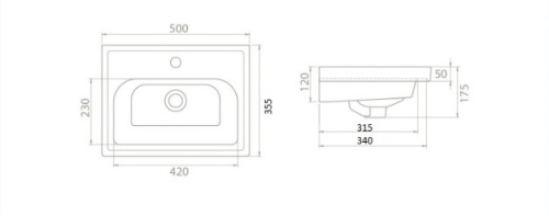 Умывальник мебельный Opadiris CeraStyle Frame 50 030900-u 500/120/380 Opadiris