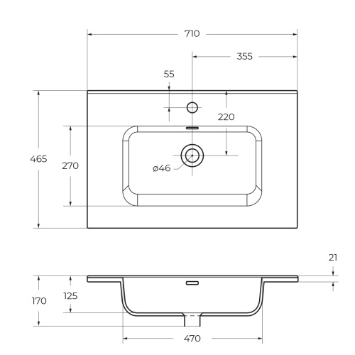 Керамическая раковина 710х460 мм BB700ETL  BELBAGNO