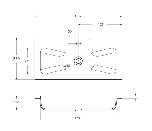 Раковина из искусственного мрамора BB800/380-LV-MR-ETN  BELBAGNO