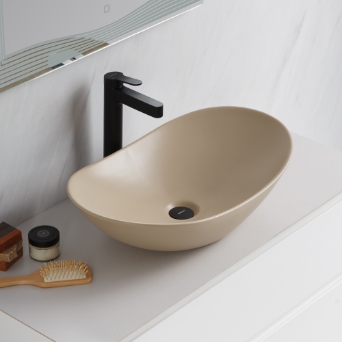 Раковина накладная керамическая, бежевая матовая  BB1404-H316 BELBAGNO