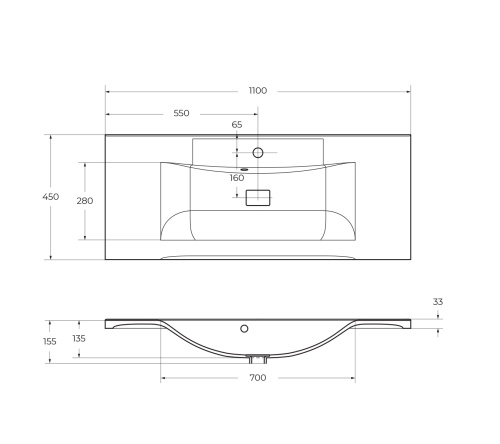 Раковина из искусственного мрамора BB1100/450-LV-MR-PR  1000x445x530 BelBagno