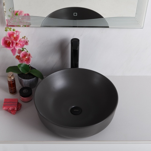 Раковина накладная керамическая, круглая, серая матовая  BB1315-H311 BELBAGNO