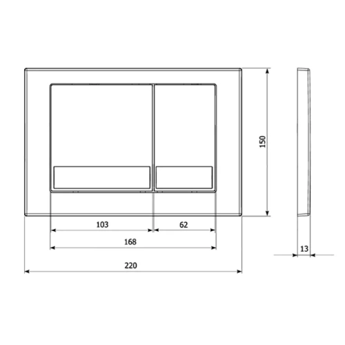 Кнопка смыва Veconi Square VFS-WH 150х220х13 VFS001WH VECONI