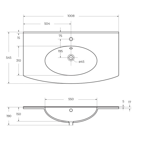 Керамическая раковина ELETTRA 101x52 Bianco 50149 CEZARES