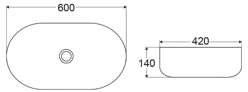 Раковина накладная керамическая, овальная, серая матовая, BB1084-H311  BB1084-H311 BELBAGNO