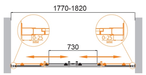 Дверь в проем MOLVENO-BF-2-180-C-Cr-IV 1800x1900 Cezares