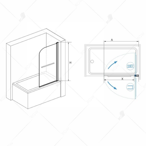Шторка на ванну RGW SC-15  80*140 06111508-11 профиль Хром стекло Прозрачное 8 мм RGW