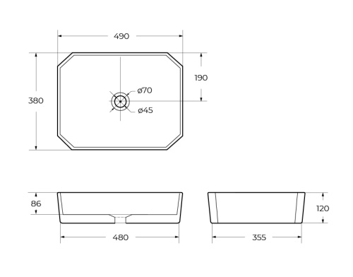 Раковина керамическая накладная   BB1386 BELBAGNO