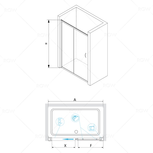 Душевая дверь RGW PA-016 170*195 350801617-11 профиль Хром стекло Прозрачное 6 мм RGW
