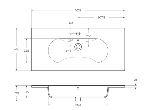 Керамическая раковина 1010x460x175 LOV-1000-LVB   BelBagno