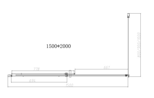 Душевой уголок квадратный/прямоугольный  Dice VSR-4D8015CL 1500x800x2000 цвет хром стекло прозрачное Vincea