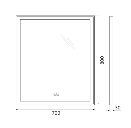 Зеркало с встроенным светильником, сенсорным выключателем и подогревом SPC-GRT-700-800-LED-TCH-WARM, 12W, 220-240V, 700x30x800   BELBAGNO