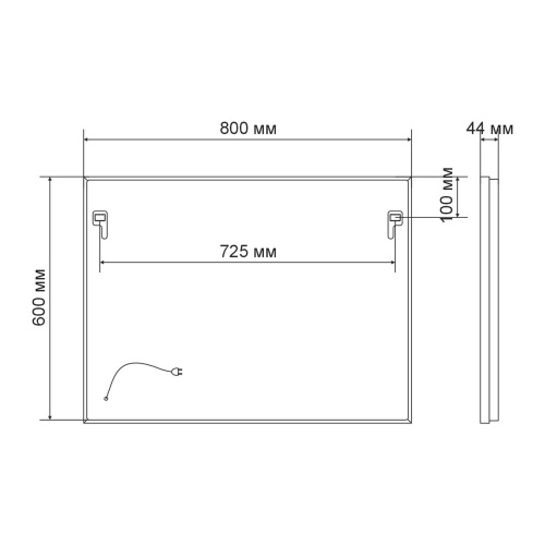 Зеркало LED VLM-2M800B, 800x600 c сенсорным выключателем и диммером, черное, , шт Vincea