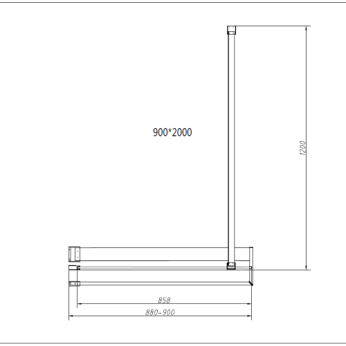 Душевые перегородки Walk-In HR    VSW-4HR900CG 900х2000 цвет хром стекло тонированное Vincea