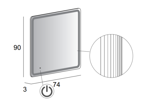 Зеркало со встроенной LED подсветкой и сенсорным выключателем Touch system, реверсивное ЗЕРКАЛА 74х90  44998 CEZARES