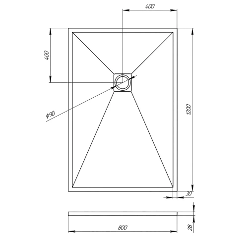 Душевой поддон прямоугольный 1000x800x30 TZW21B-108-R1 VECONI