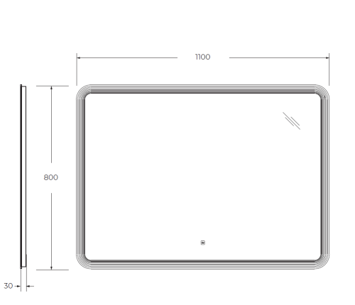 Зеркало с лазерной гравировкой, контурной подсветкой и сенсорным выключателем DUET 110x80x3  CZR-SPC-DUET-1100-800-LED-TCH CEZARES