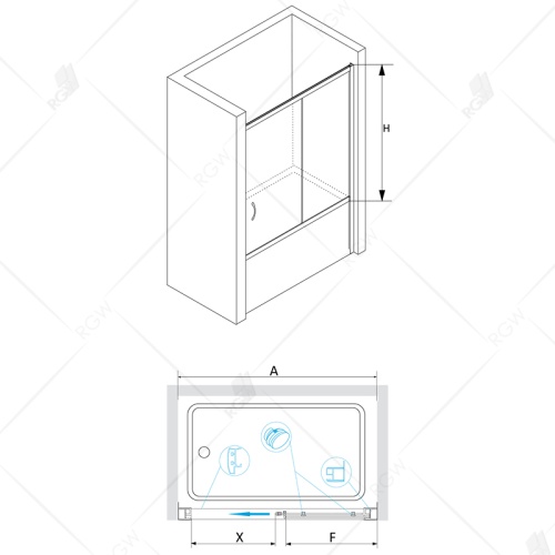 Шторка на ванну RGW SC-62 150*150 01116215-21 профиль Хром стекло Матовое 6 мм RGW