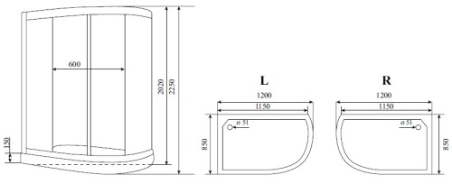 Timo Standart Т-5502 L Г/М душевая кабина (120*85*220), шт